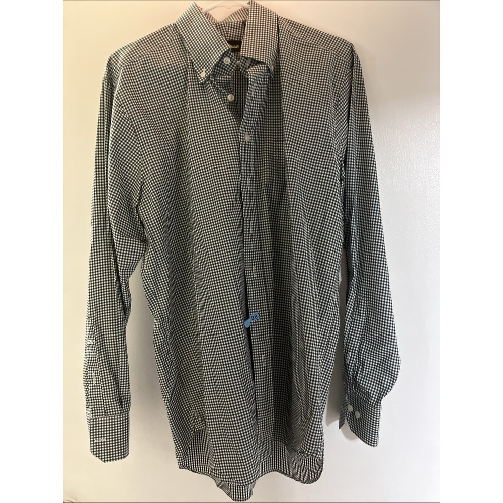 Paul Stuart Black And White Gingham Shirt Made In Canada 16.5 - 35